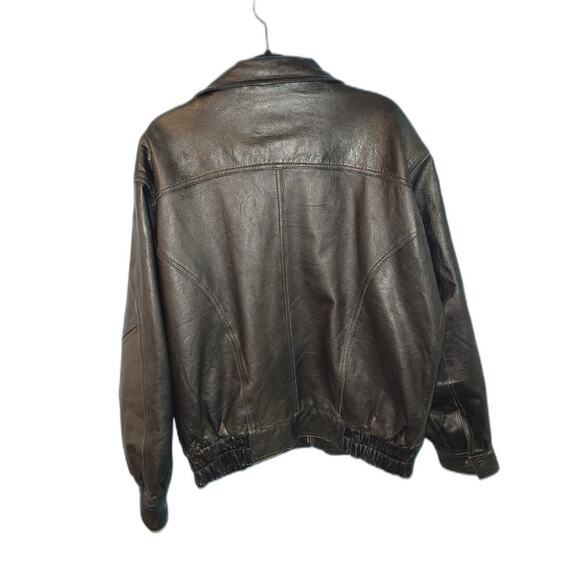 Vintage Shelter Bay New Holland Racing Men's Large Black Leather Jacket zip-up - Picture 2 of 10